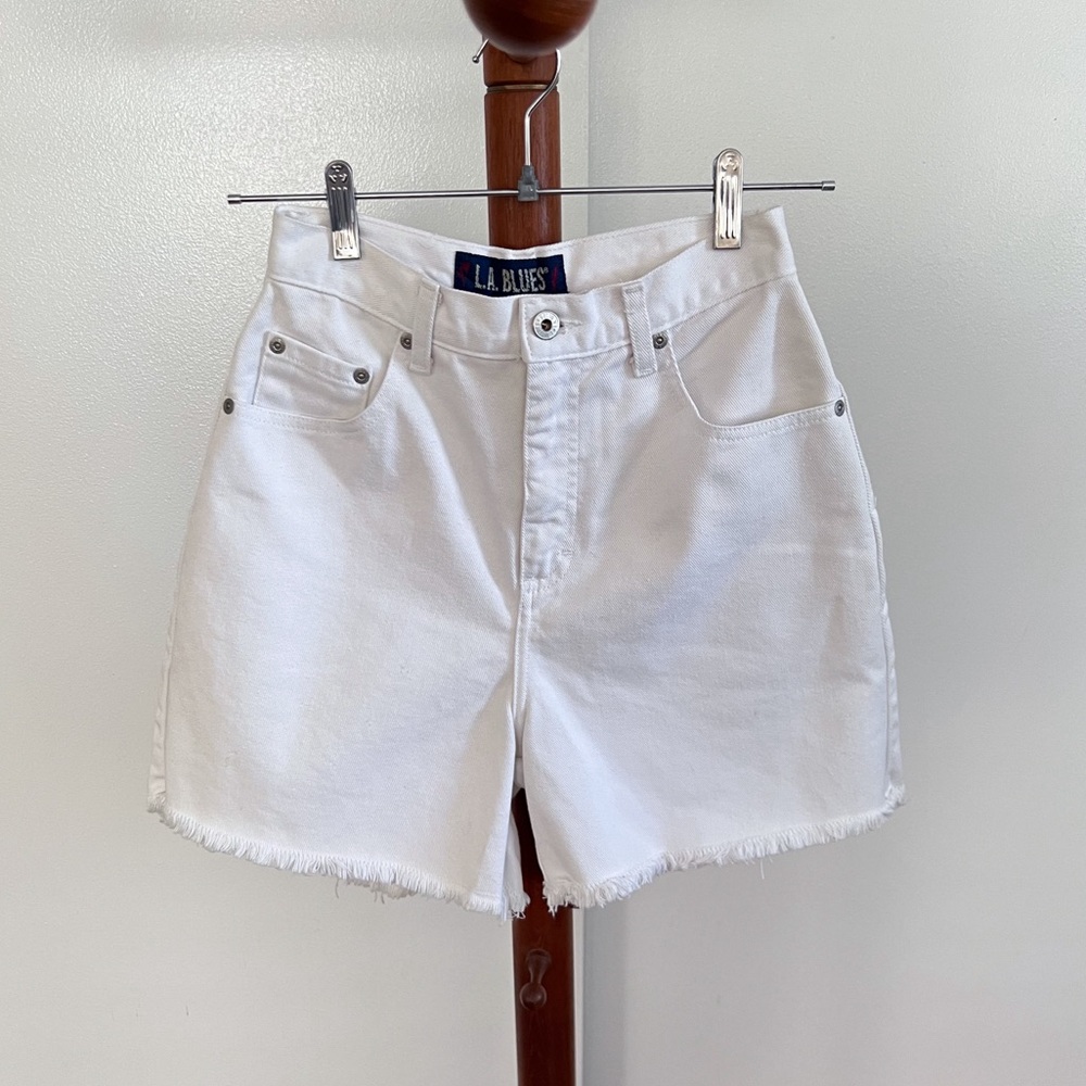 Vintage 90s LA Blues White Denim Jean Shorts